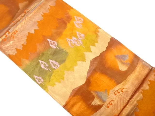 JAPANESE KIMONO / ANTIQUE FUKURO OBI / SILK / WOVEN ROUGH WAVE